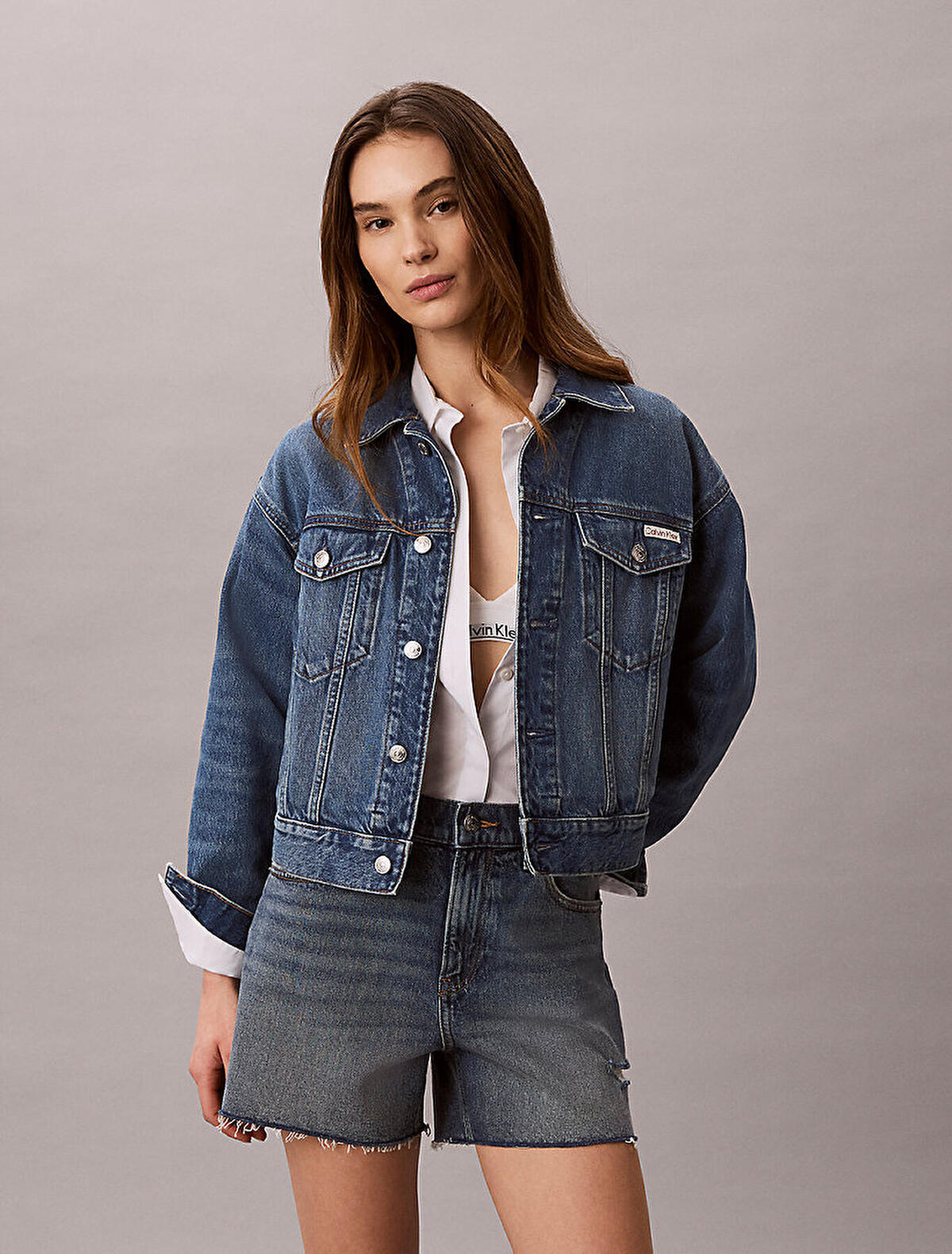 Calvin Klein 90s TRUCKER BASSET B, SCB Mavi Kadın Kot Ceket
