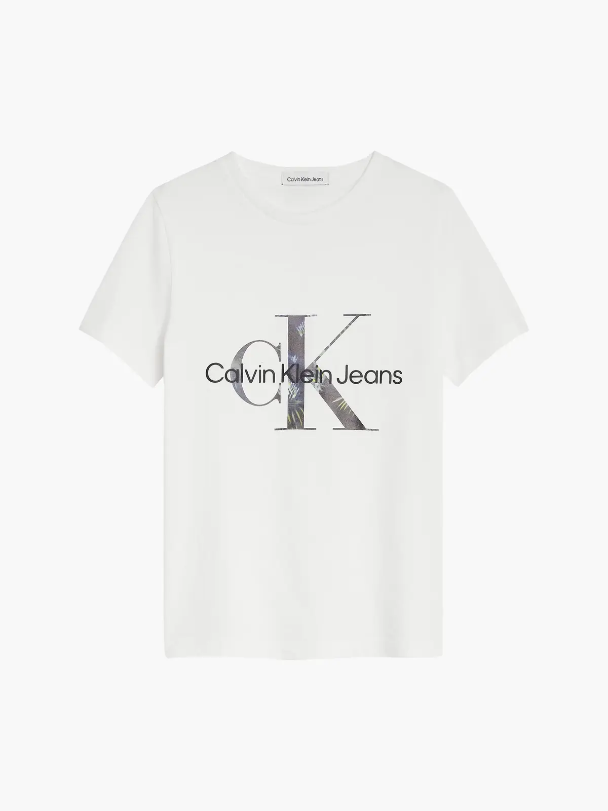 Calvin Klein PALM MONOGRAM LOGO T Erkek Beyaz T-Shirt