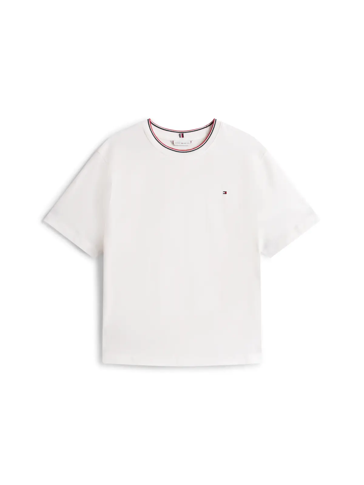 Tommy Hilfiger RWB PIQUE C-NK SS TE, YBL Beyaz Kadın T-Shirt