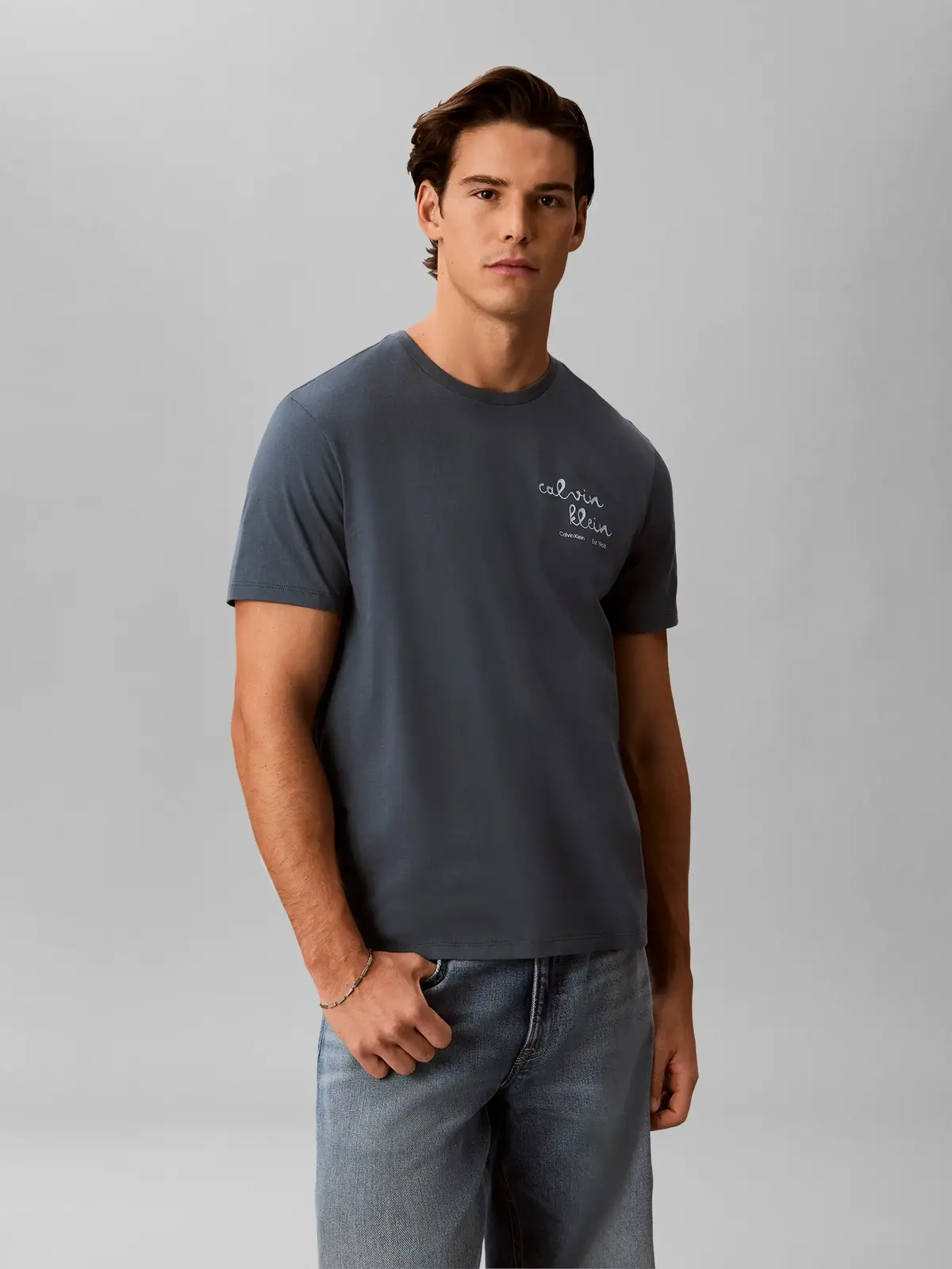 Calvin Klein SS 30S EU CK TRVL LI, CEG Mavi Erkek T-Shirt