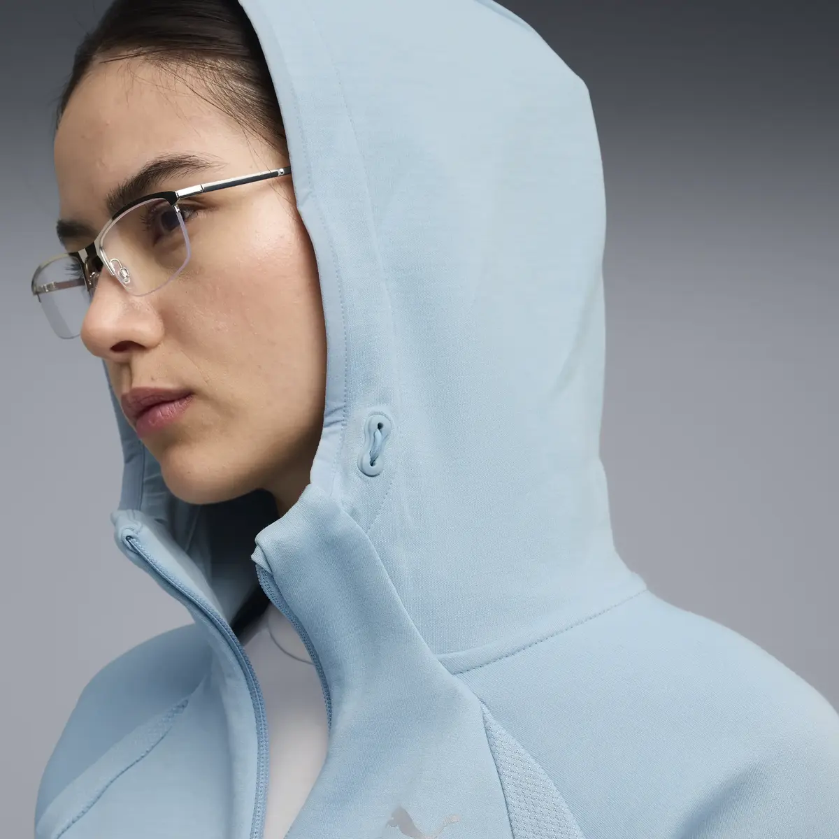 Puma EVOSTRIPE Full-Zip Hoodie DK Mavi Kadın Kapüşonlu Sweatshirt