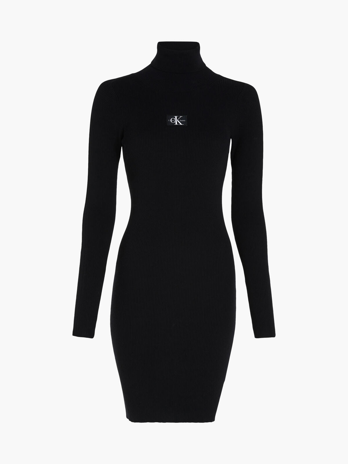 Calvin Klein BADGE ROLL NECK SWEA Kadın Siyah Elbise
