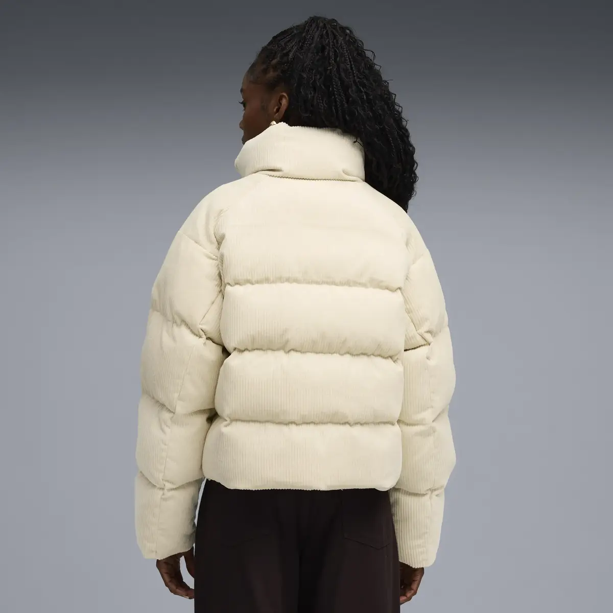 Puma Corduroy Puffer Jacket Krem Kadın Mont