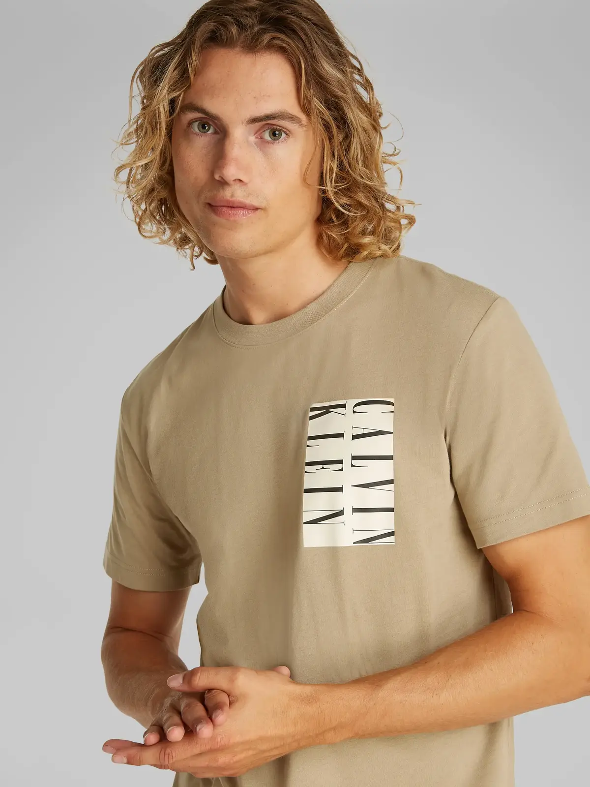 Calvin Klein SERIF BOX GRAPHIC TEE Kahverengi Erkek Tişört