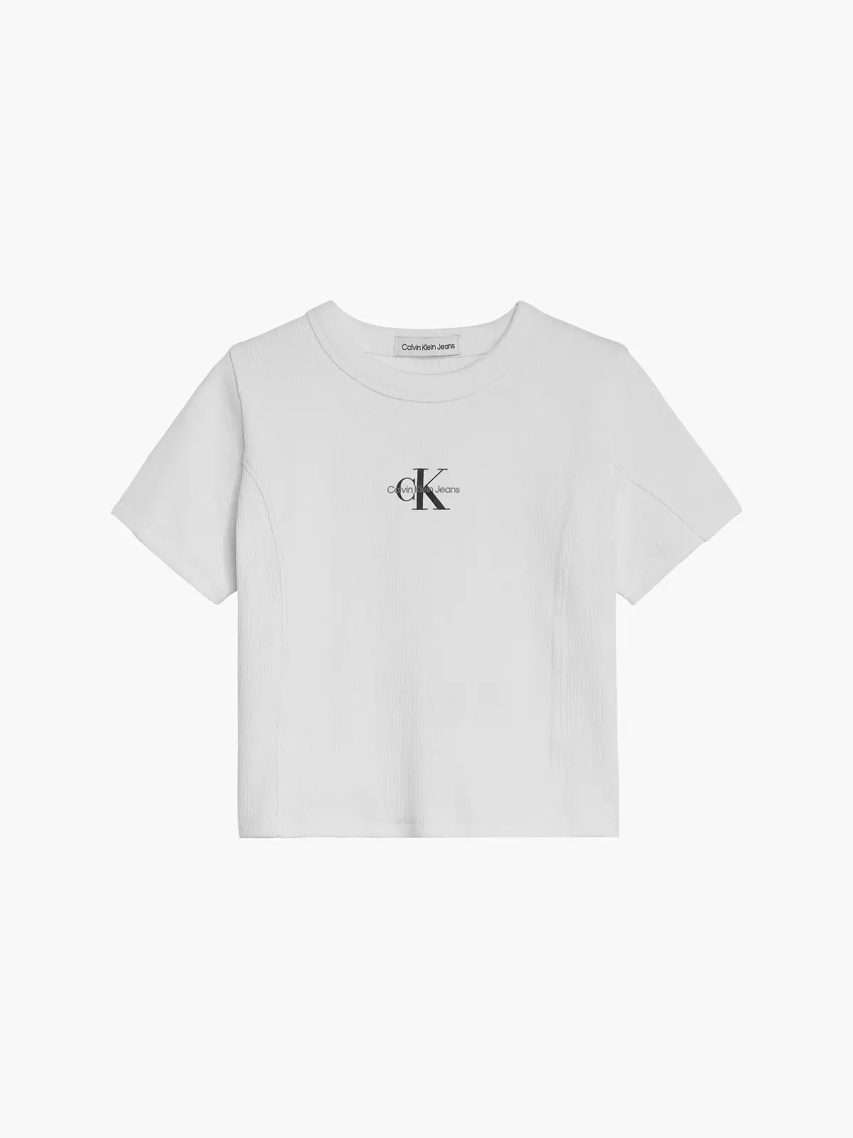 Calvin Klein MONOGRAM RIB TOP Kadın Beyaz T-Shirt