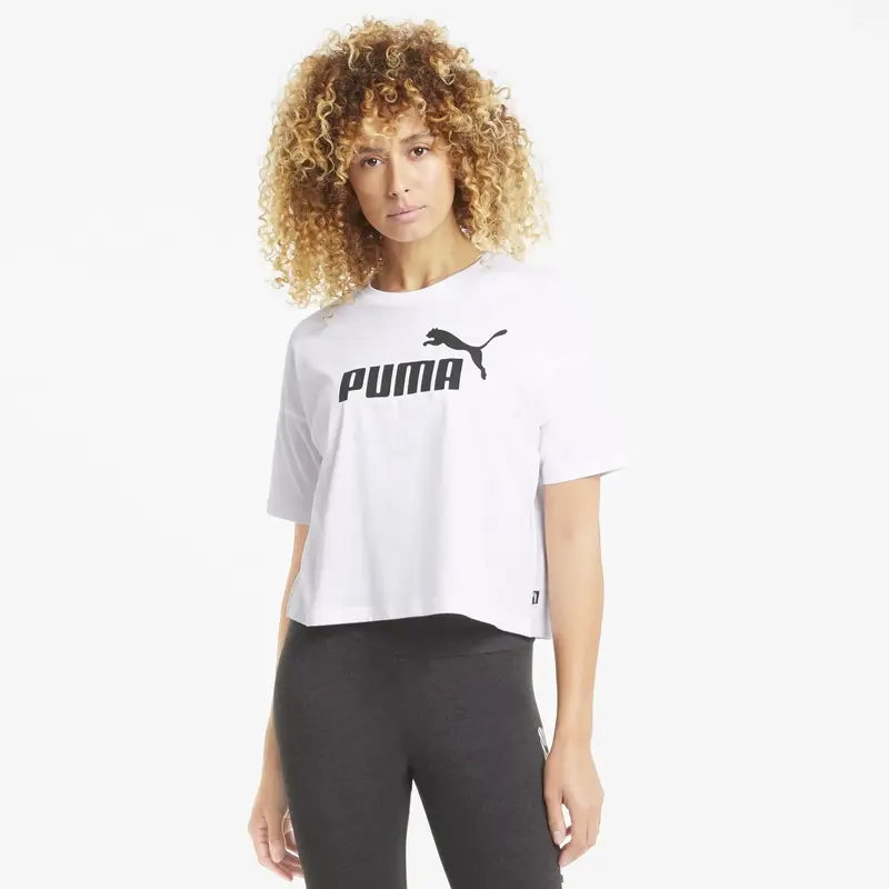 Puma ESS Cropped Logo Tee Beyaz Kadın Crop T-Shirt