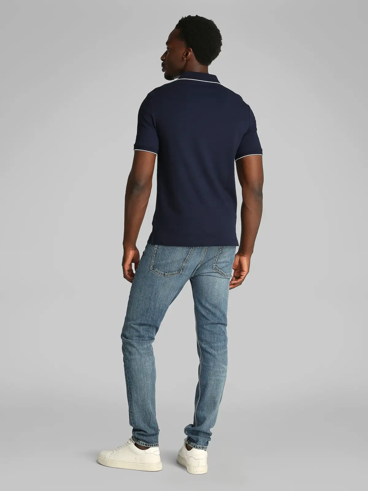 Calvin Klein STRETCH PIQUE TIPPIN Lacivert Erkek Polo Yaka Tişört