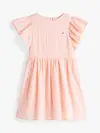 Tommy Hilfiger TEXTURED COTTON DRES, TKZ Pembe Kız Çocuk Elbise-Etek
