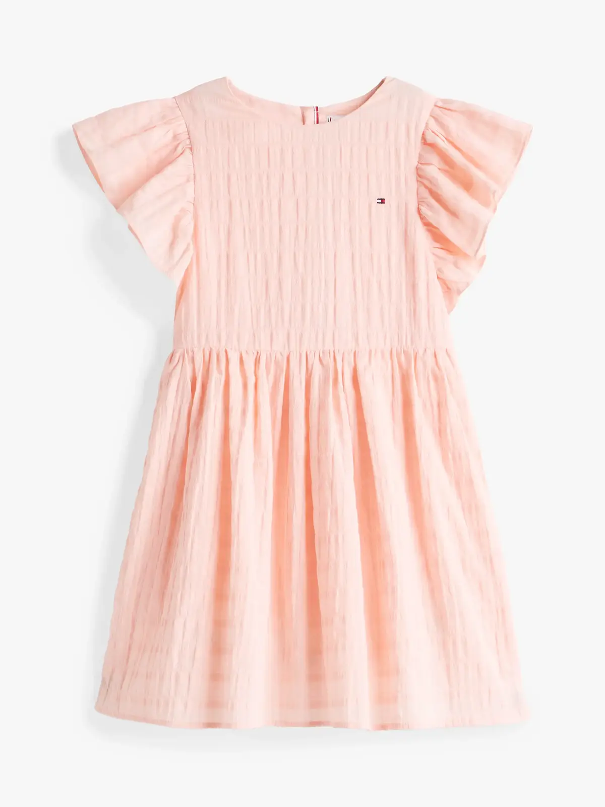 Tommy Hilfiger TEXTURED COTTON DRES, TKZ Pembe Kız Çocuk Elbise-Etek