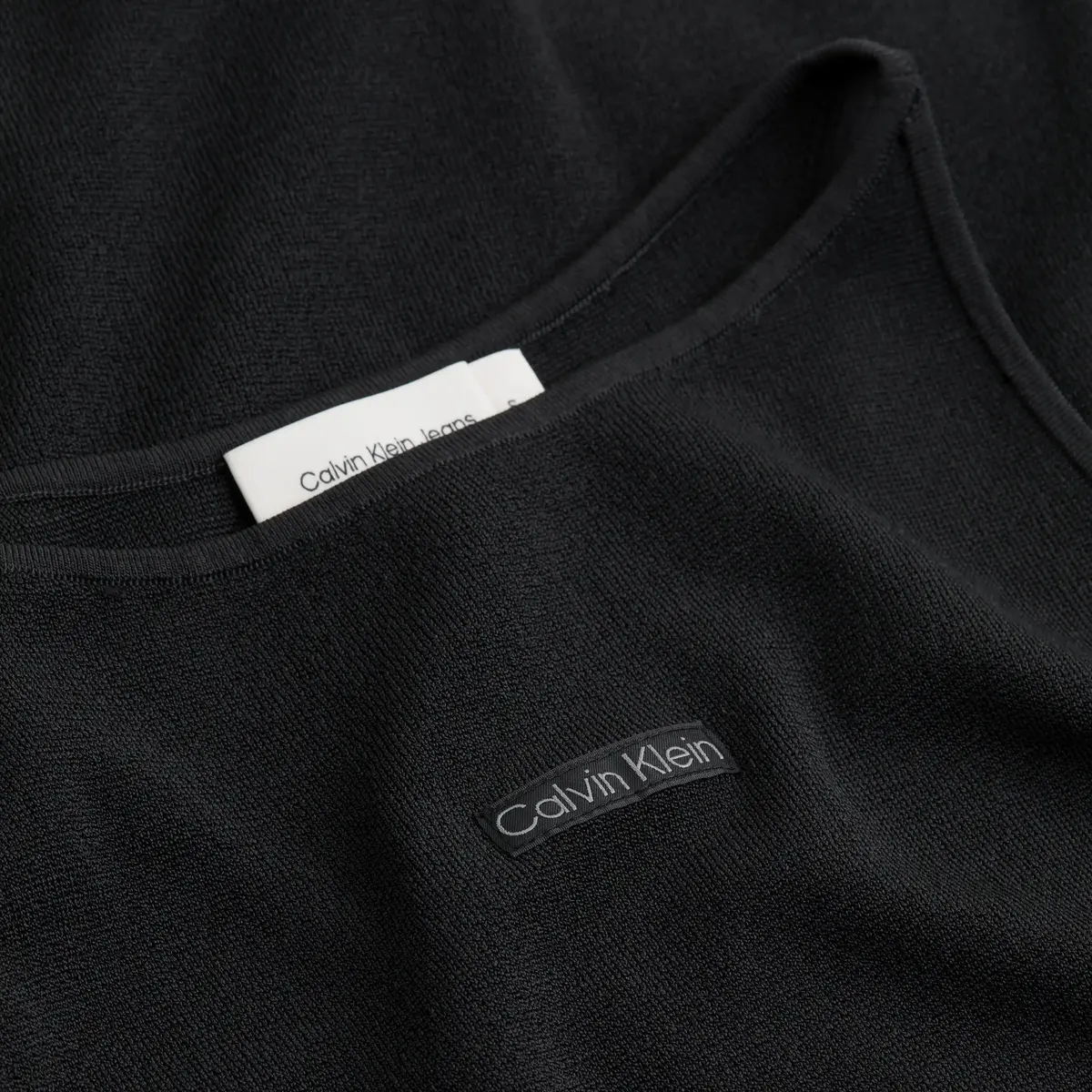 Calvin Klein PLACED INST LONG SWE, BEH Siyah Kadın Elbise-Etek