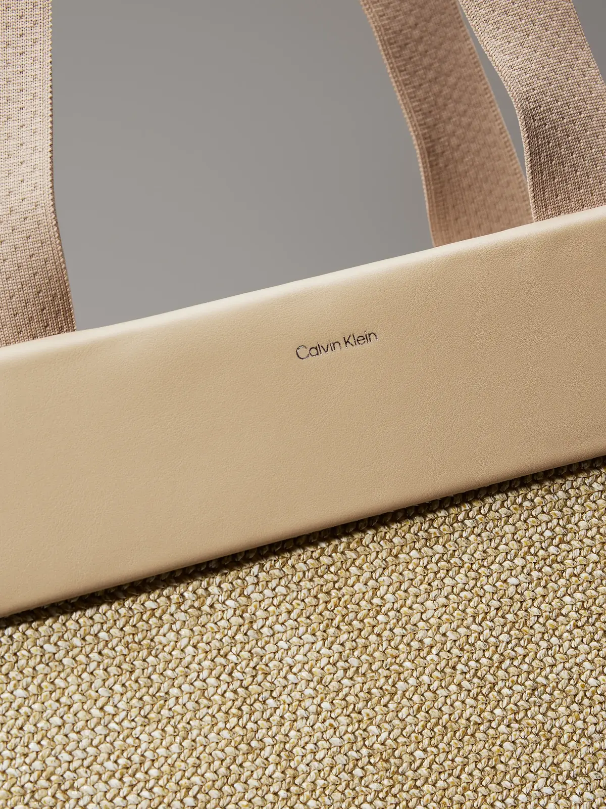 Calvin Klein CK RAFFIA LARGE SHOP, W75 Krem Kadın Çanta