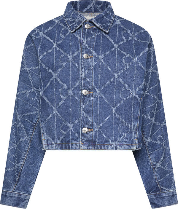 Calvin Klein AOP TRUCKER JACKET CK ATLANTIC Mavi Kadın Ceket