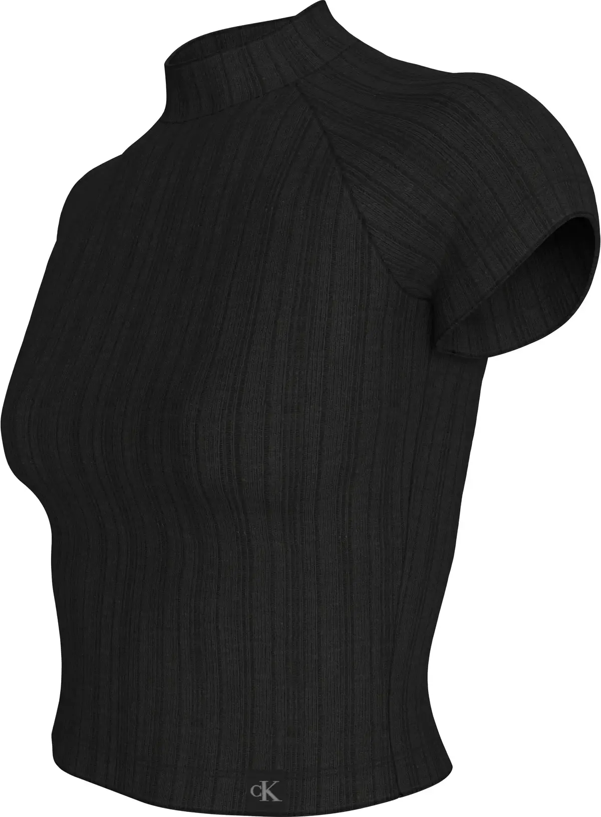 Calvin Klein WARM TEXTURE RIB MOC, BEH Siyah Kadın T-Shirt & Polo