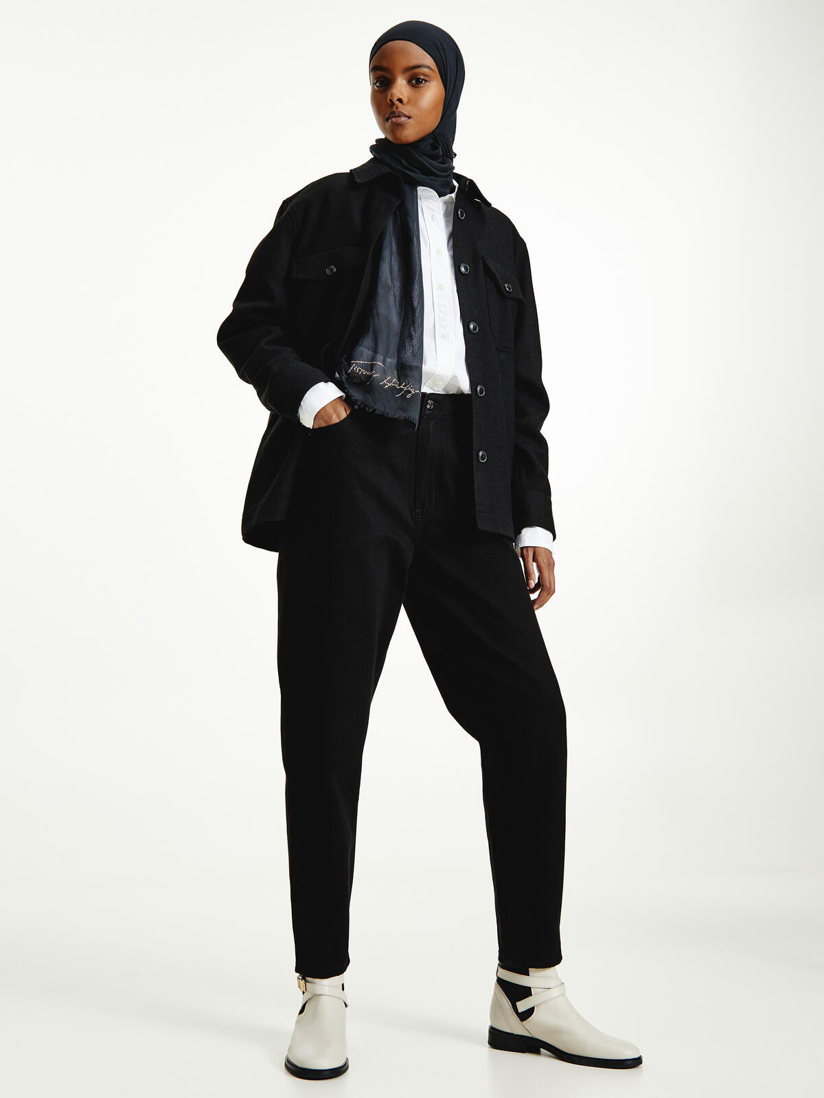 Tommy Hilfiger WOOL BLEND SHACKET Kadın Siyah Blazer