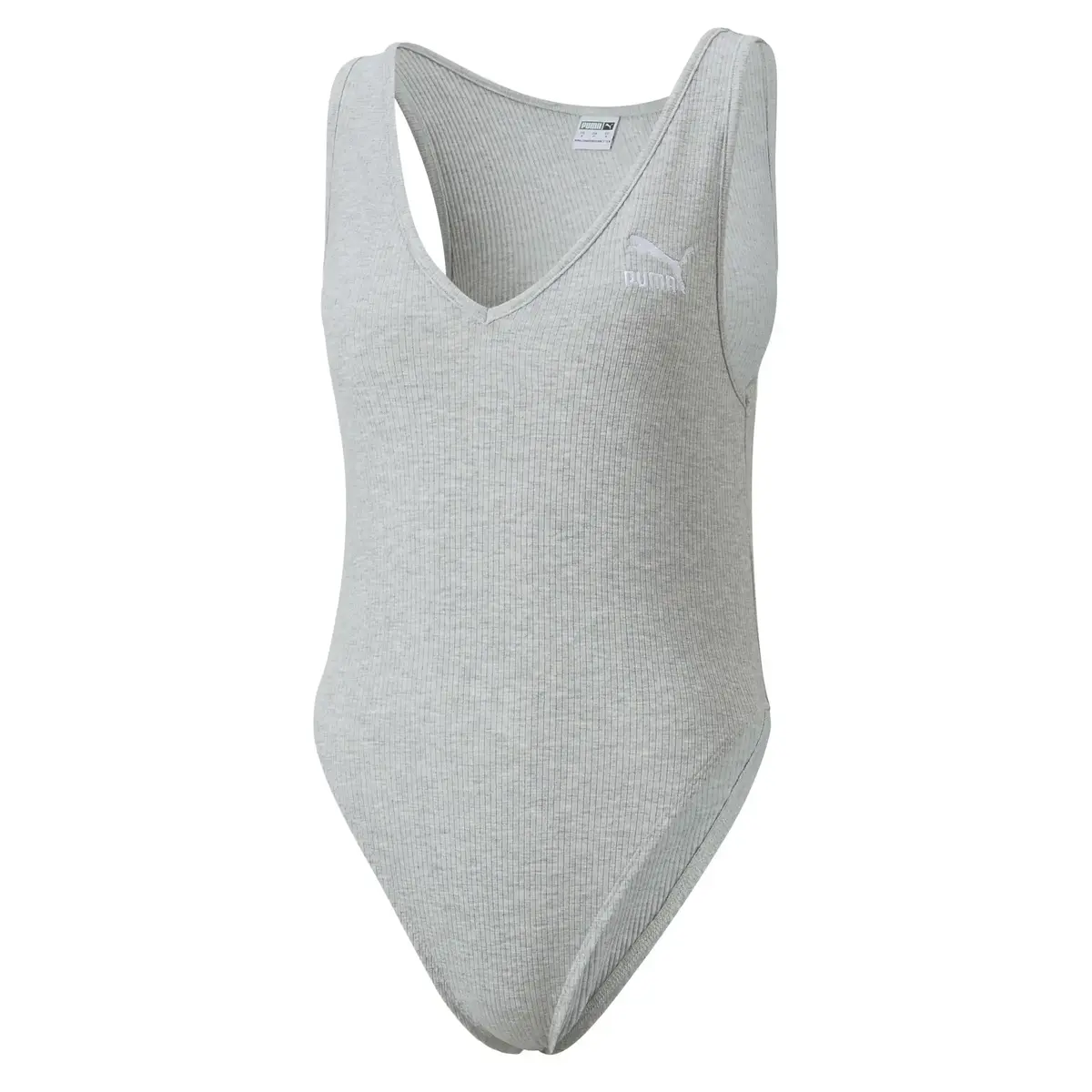 Puma Classics Ribbed Bodysuit Gri Kadın T-Shirt