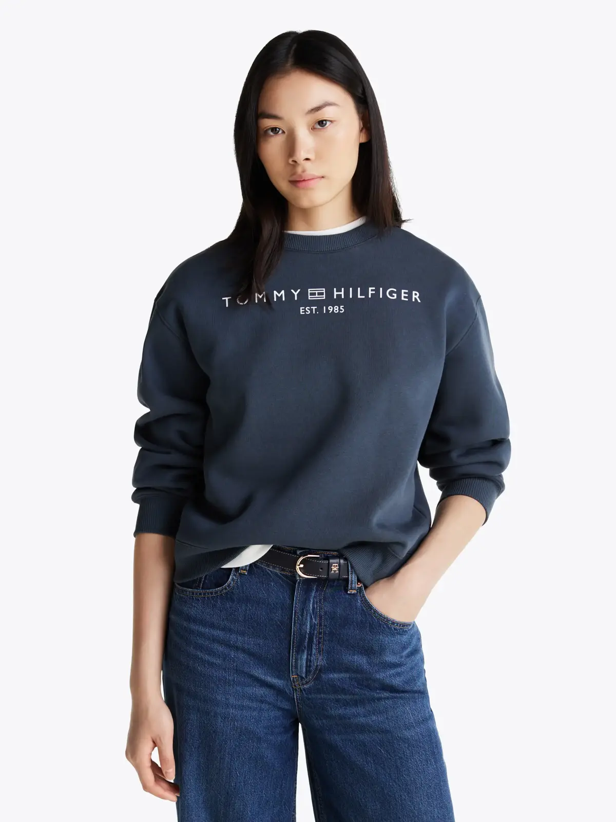 Tommy Hilfiger MDRN REG CORP LOGO C Kadın Lacivert Sweatshirt