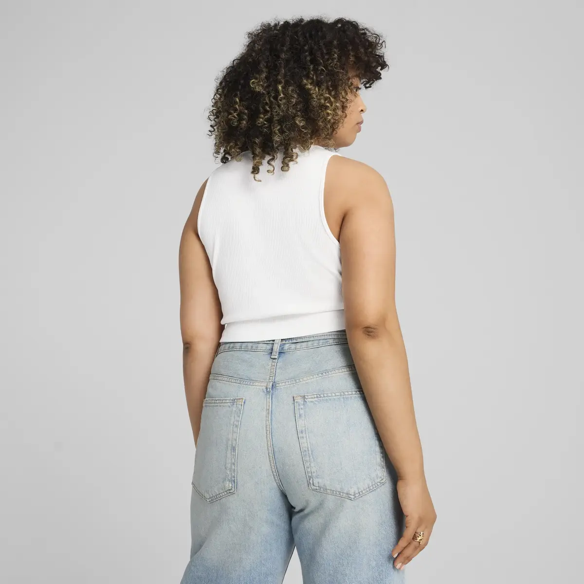 Puma WARDROBE ESS Ribbed Crop Top Beyaz Kadın Crop