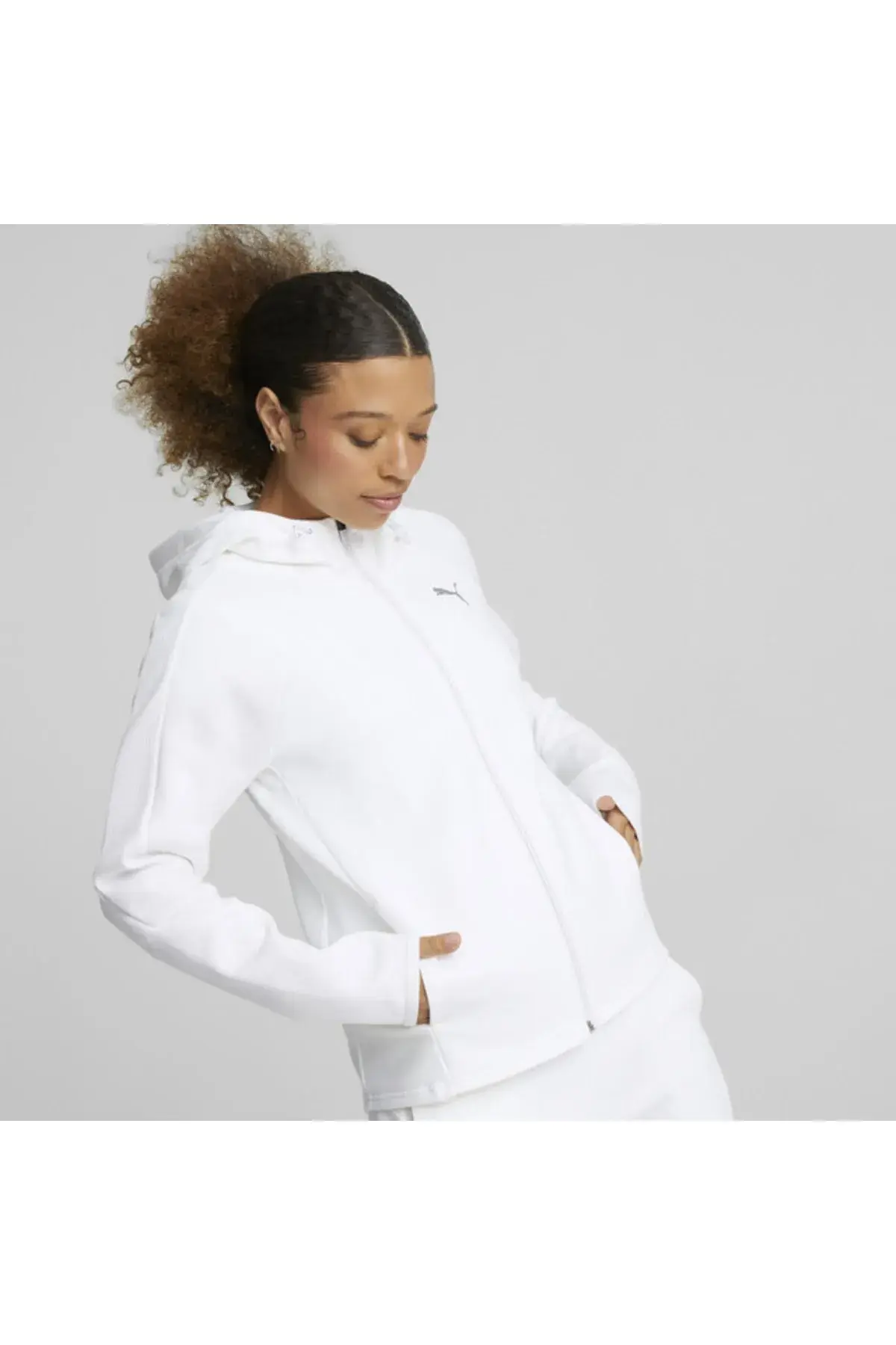 Puma Evostripe Full-Zip Hoodie Beyaz Kadın Fermuarlı Hoodie