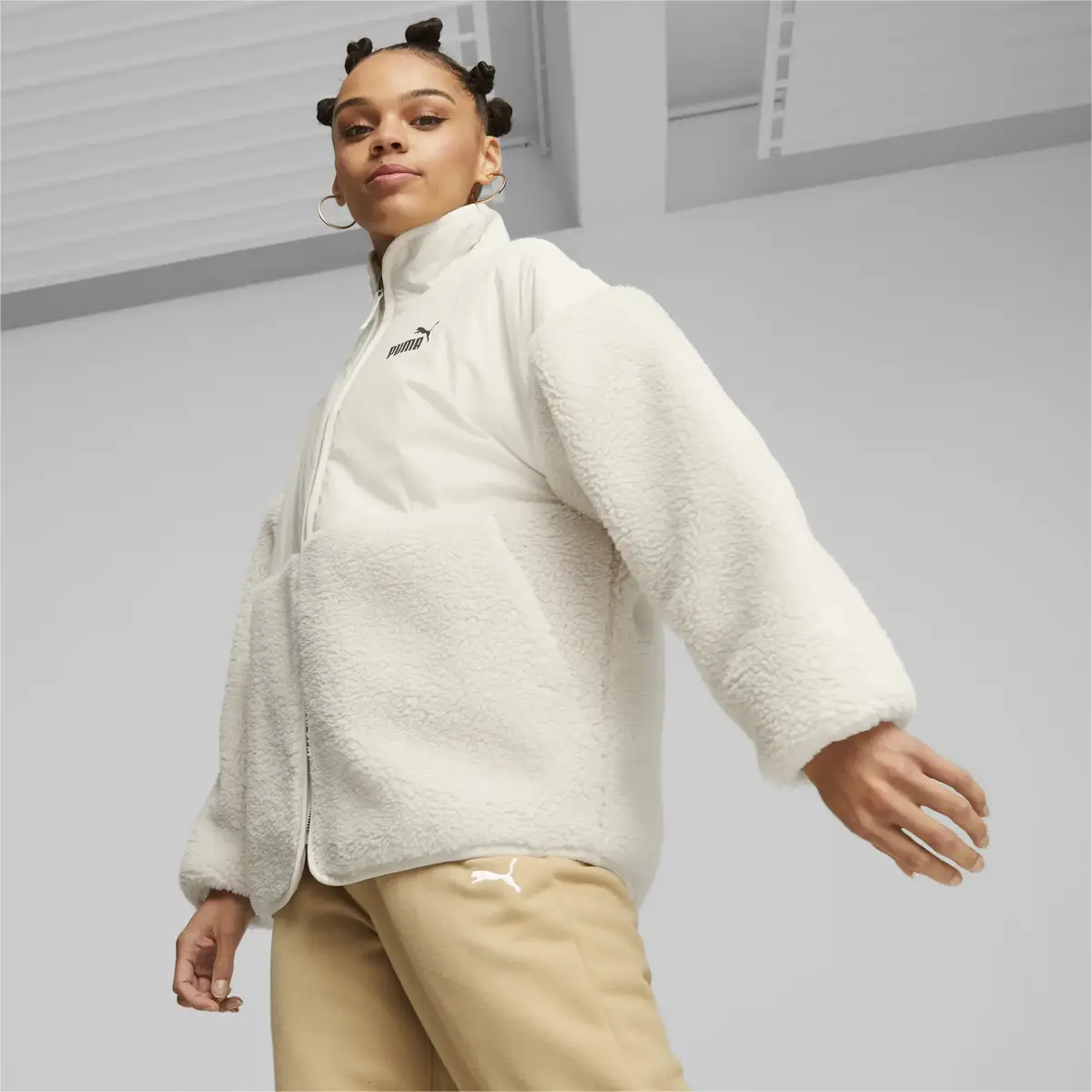 Puma Sherpa Hybrid Jacket Bej Kadın Polar