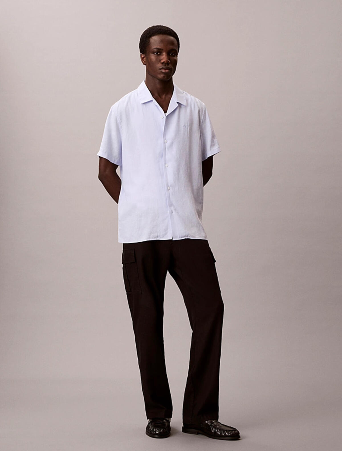 Calvin Klein SS CMP CLR SLD LINEN, 3T4, S Mavi Erkek Gömlek