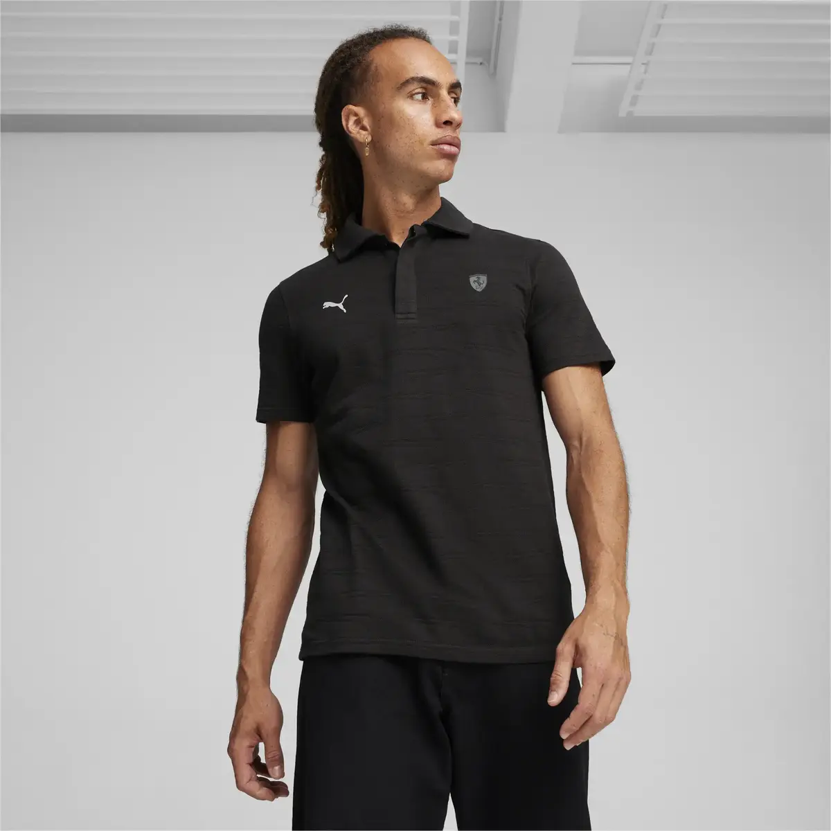 Puma Ferrari Style Jacquard Polo Siyah Erkek Polo T-Shirt