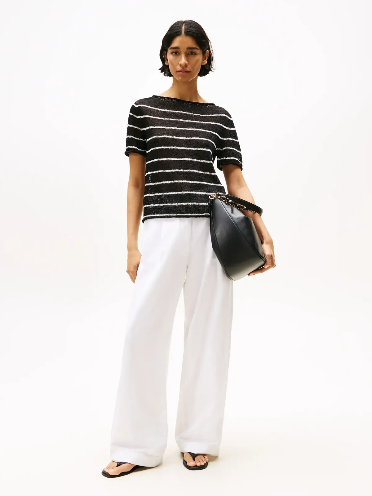 Tommy Hilfiger TENCEL LINEN WIDE LE, YCF Beyaz Kadın Pantolon