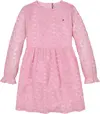 Tommy Hilfiger FLORAL LACE DRESS LS, TPF Pembe Kız Çocuk Elbise-Etek