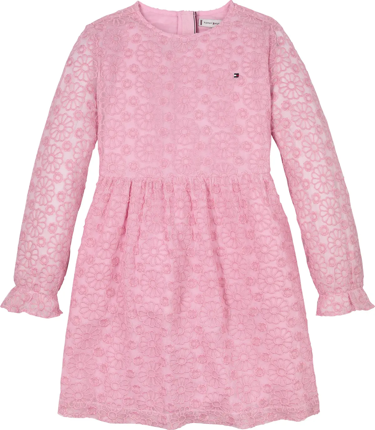 Tommy Hilfiger FLORAL LACE DRESS LS, TPF Pembe Kız Çocuk Elbise-Etek