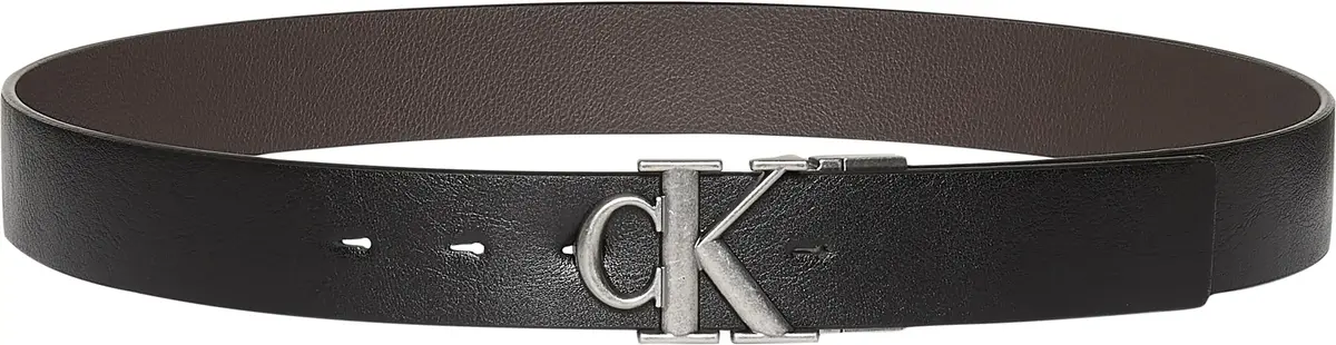 Calvin Klein CK BUCKLE TUMBLED 35MM ADJ/REV Erkek Siyah Kemer