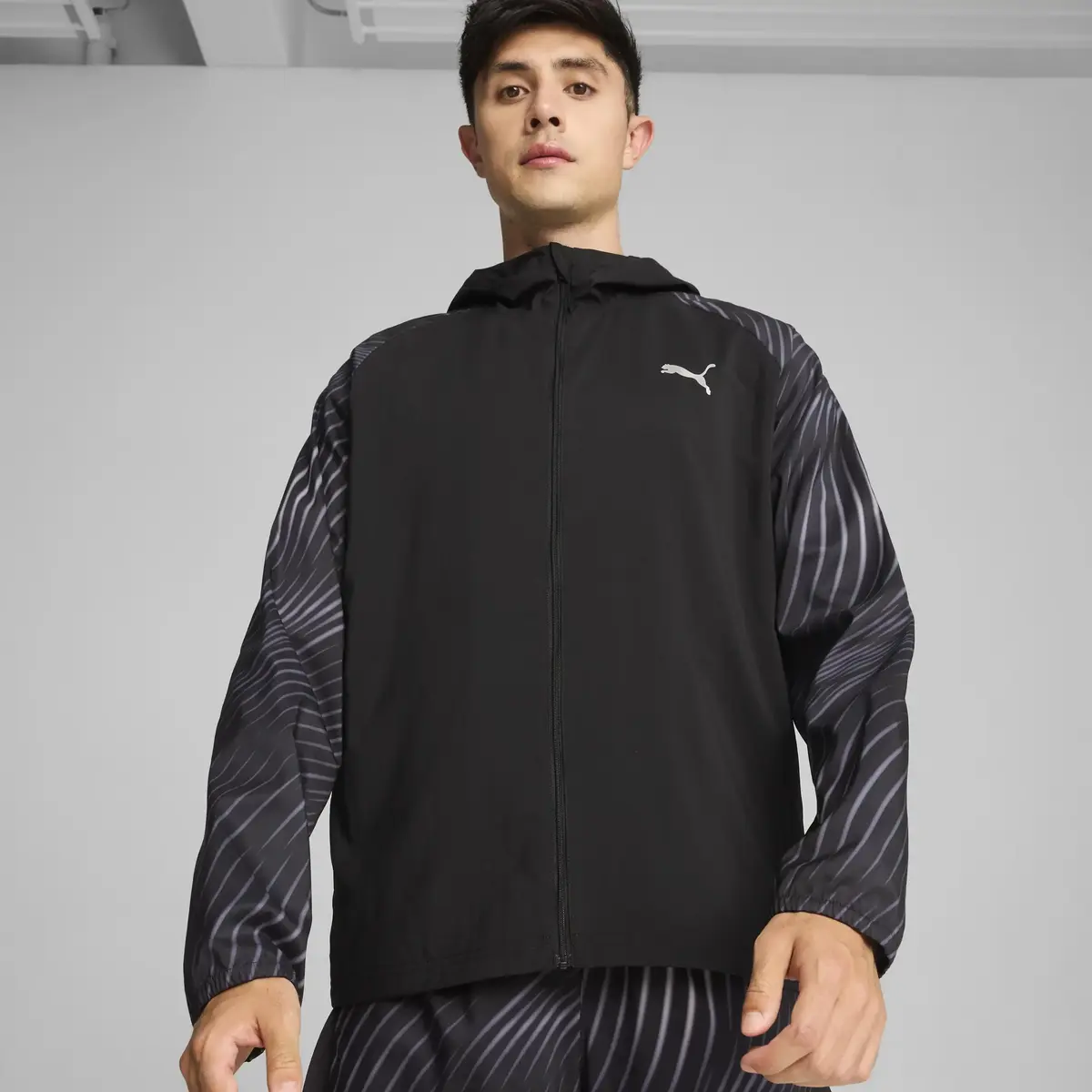 Puma RUN FAV AOP WOVEN JACKET M Siyah Erkek Fermuarlı Ceket