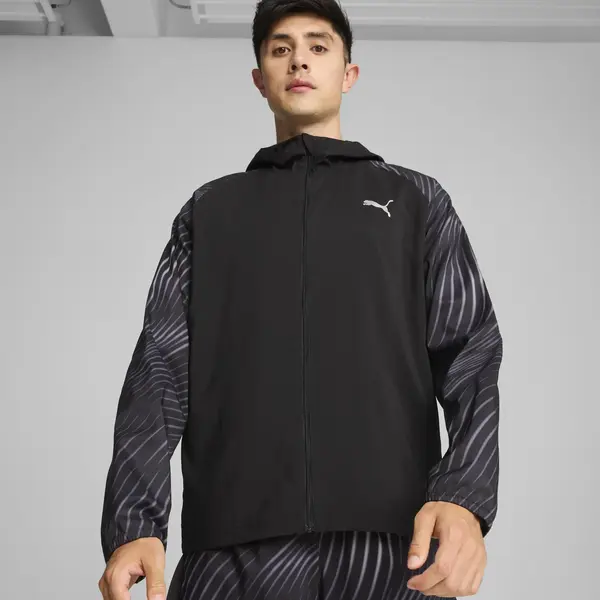 Puma RUN FAV AOP WOVEN JACKET M Siyah Erkek Fermuarlı Ceket