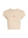 Calvin Klein MONOGRAM BABY TEE, RM7 Krem Kadın T-Shirt & Polo