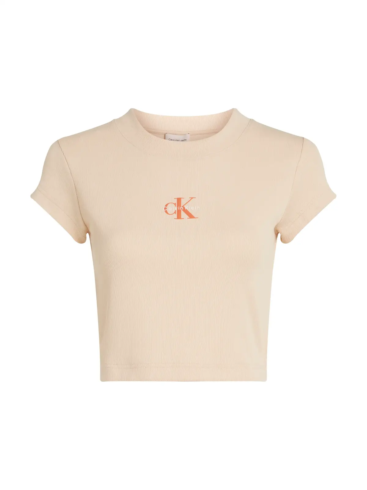 Calvin Klein MONOGRAM BABY TEE, RM7 Krem Kadın T-Shirt & Polo