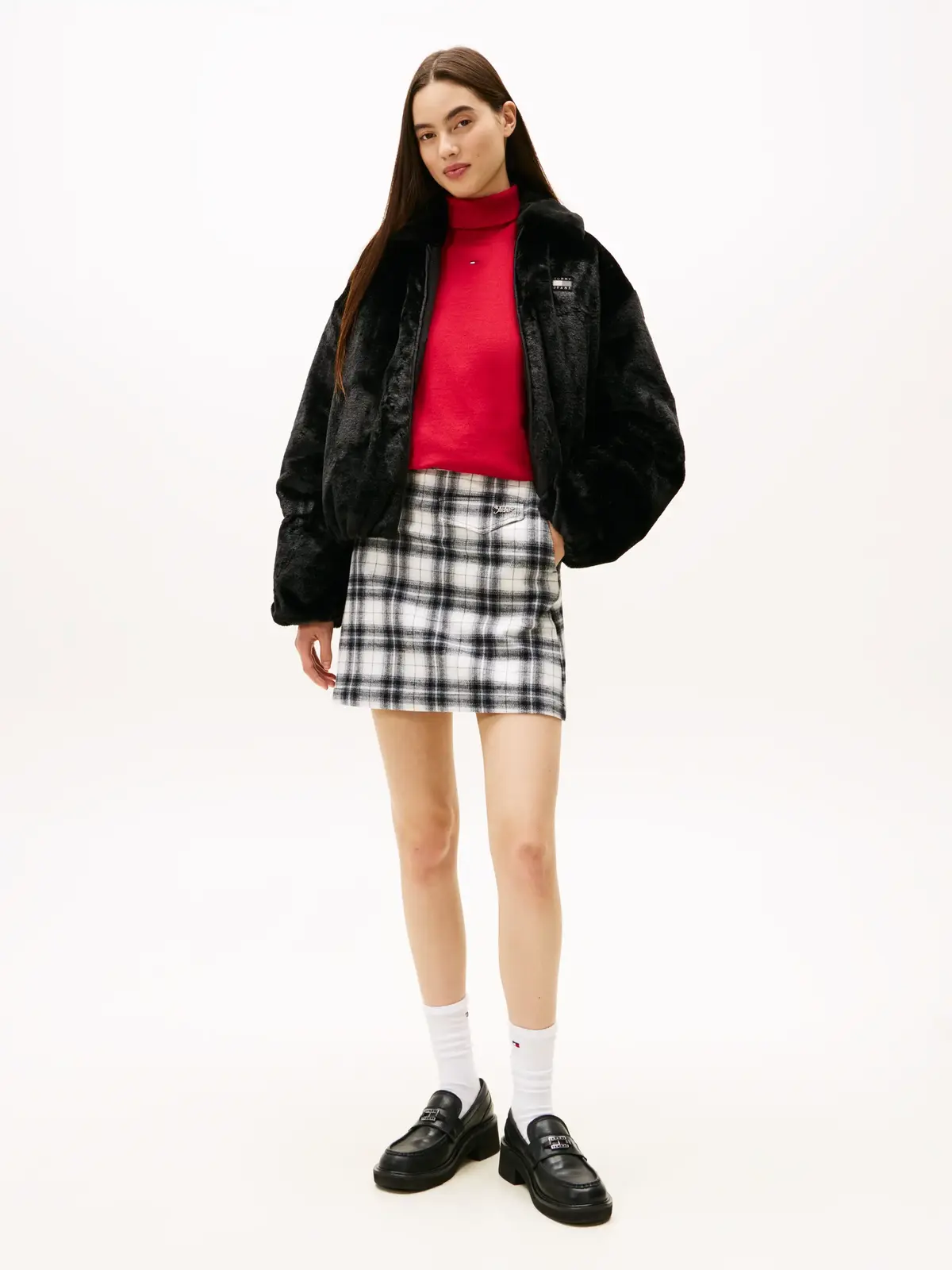 Tommy Hilfiger TJW FAUX FUR BOMBER Siyah Kadın Mont