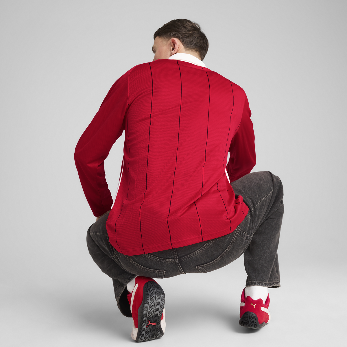 Puma Ferrari Race Jersey LS Polo Kırmızı Erkek Sweatshirt