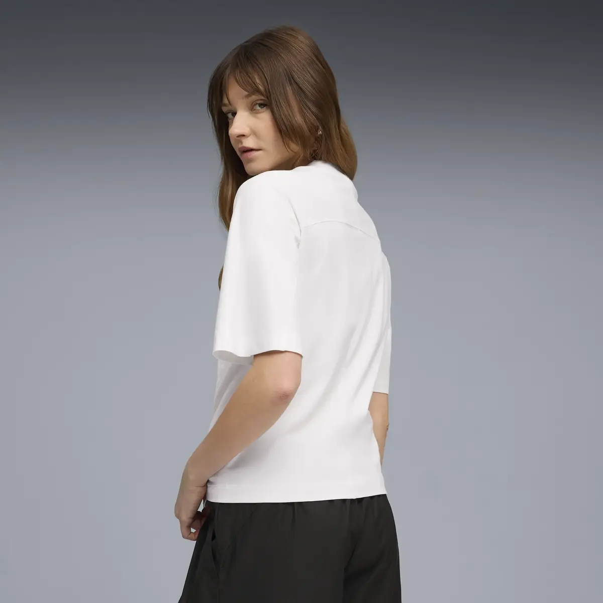 Puma DARE TO Fitted Waist Tee Beyaz Kadın T-Shirt & Polo
