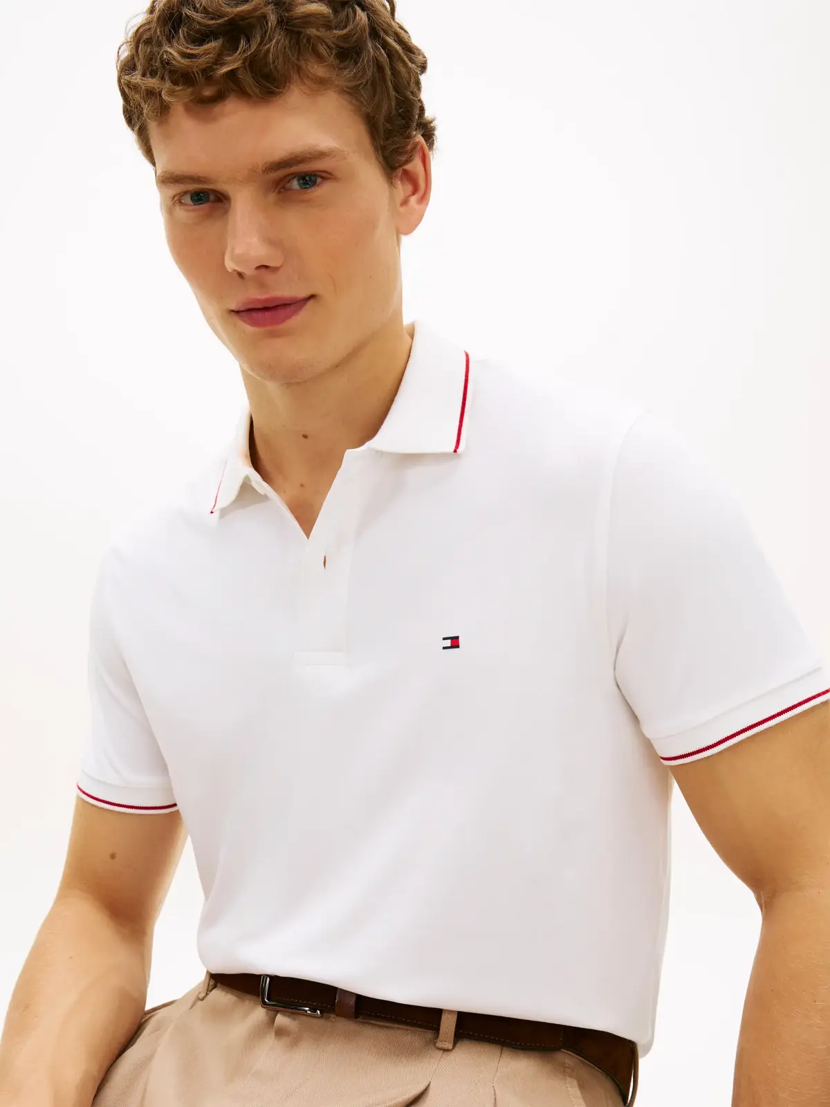 Tommy Hilfiger PERFORMANCE JERSEY R, YBR Beyaz Erkek T-Shirt & Polo