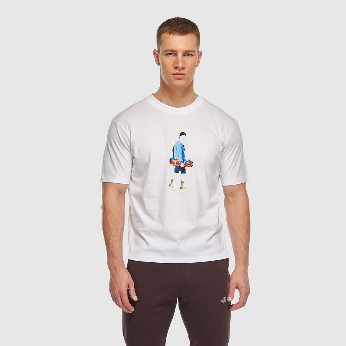 New Balance MNT3410 Erkek Beyaz T-Shirt