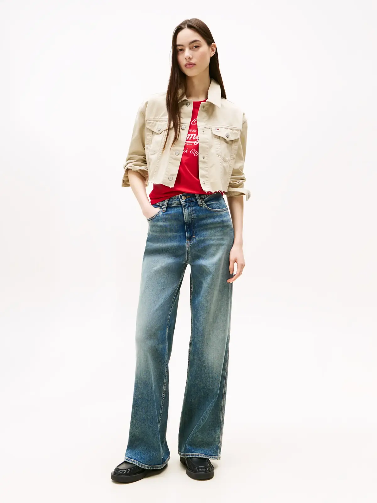 Tommy Hilfiger TJW FLAG TRUCKER JAC, RBV Bej Kadın Kot Ceket