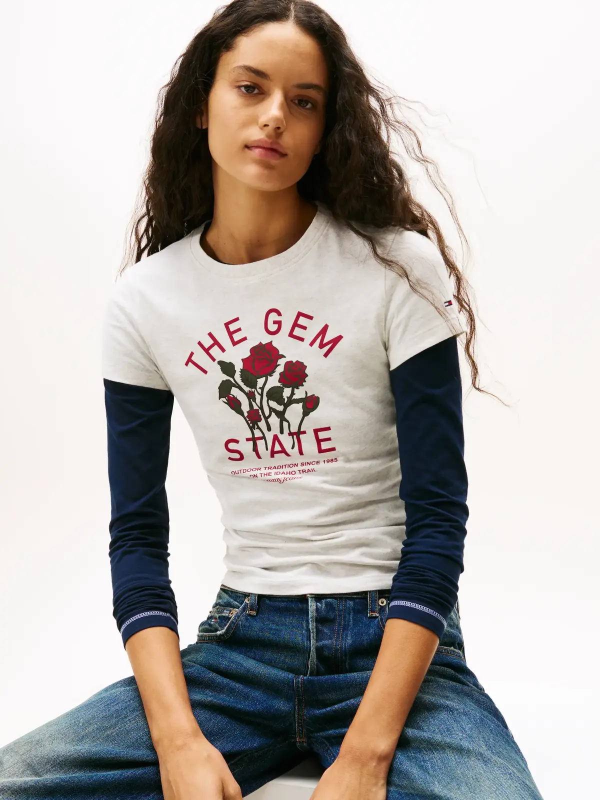 Tommy Hilfiger TJW SLIM IDAHO NOVEL Beyaz Kadın T-Shirt