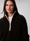 Calvin Klein SHERPA 1/4 ZIP CONTR, UB1 Siyah Kadın Sweatshirt