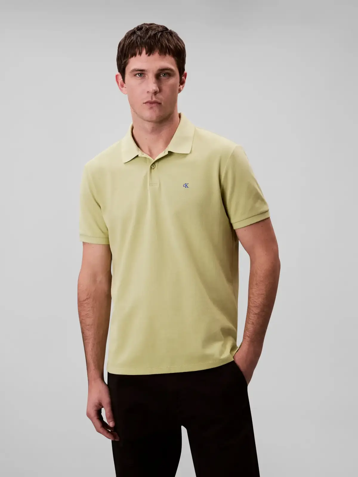 Calvin Klein SS MONOGRAM PIQUE PO, VEO Sarı Erkek Polo T-Shirt