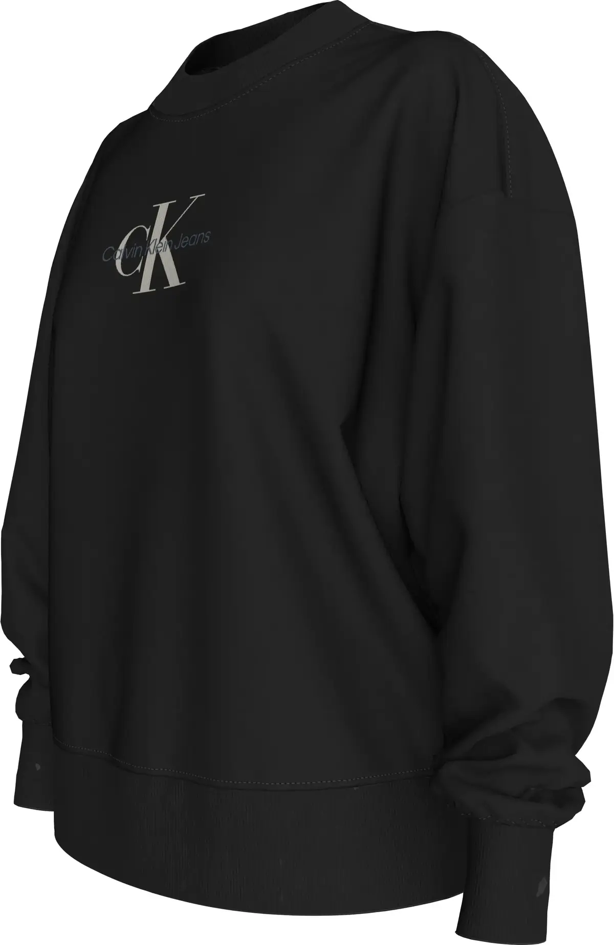 Calvin Klein TEXTURED MONOLOGO CR Kadın Siyah Sweatshirt