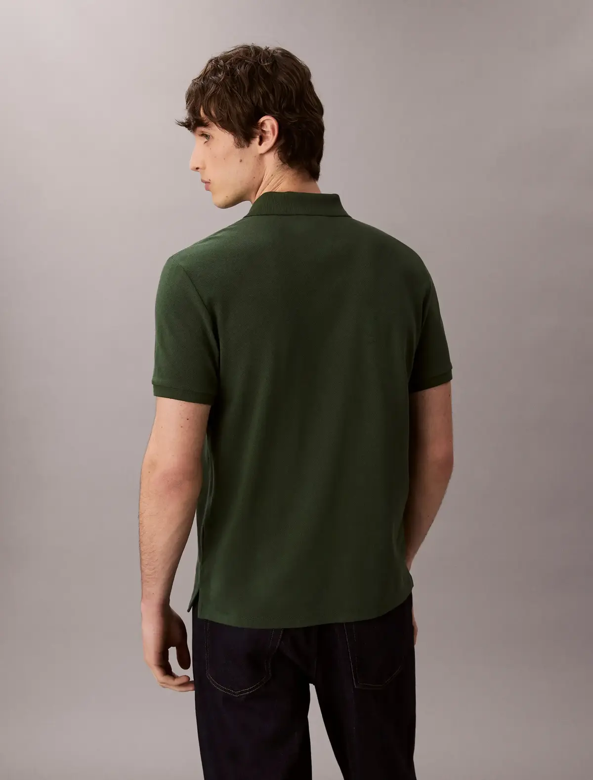 Calvin Klein SS MONOGRAM PIQUE PO, LLG Yeşil Erkek Polo T-Shirt