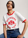 Tommy Hilfiger REG VARSITY FLOCK C- Kadın Krem T-Shirt