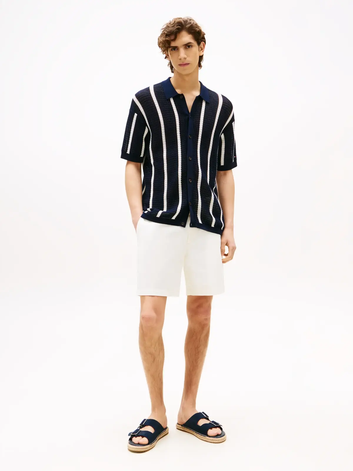 Tommy Hilfiger VERTICAL STRIPE OPEN, 0FA Lacivert Erkek Kazak
