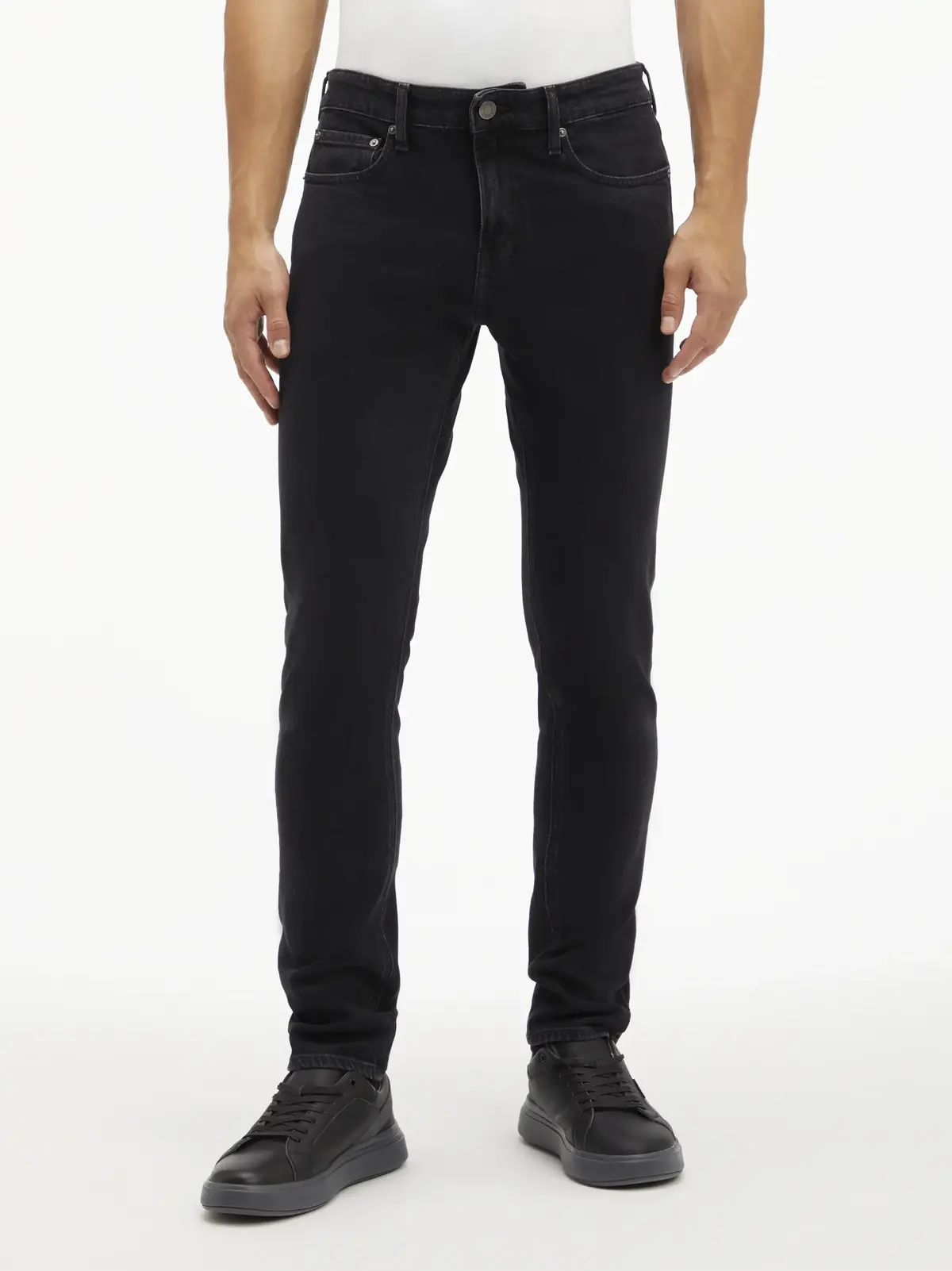 Calvin Klein SLIM FIT WASHED BLAC, 1BY Siyah Erkek Jean Pantolon