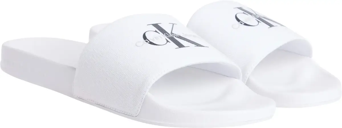 Calvin Klein SLIDE MONOGRAM CV, 0K4 Beyaz Erkek Terlik