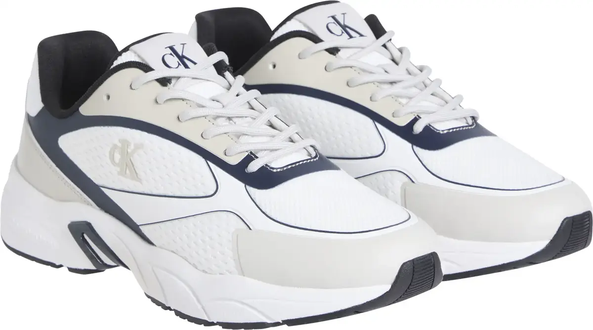 Calvin Klein RETRO TENNIS LOW KNI, 0LD Beyaz Erkek Spor Ayakkabı & Sneaker