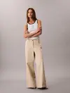 Calvin Klein SL COTTON RIB STRIPE, XE3 Beyaz Kadın T-Shirt
